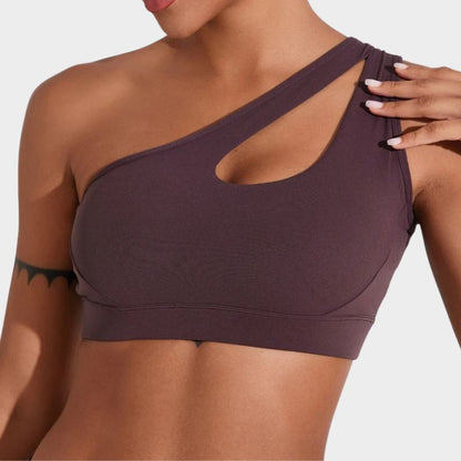 One Shoulder Sports Bra - Quick Dry Yoga Top
