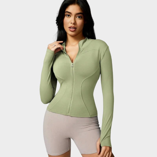 Women's Zipper Turtleneck Sports Jacket - Breathable Gym Wear