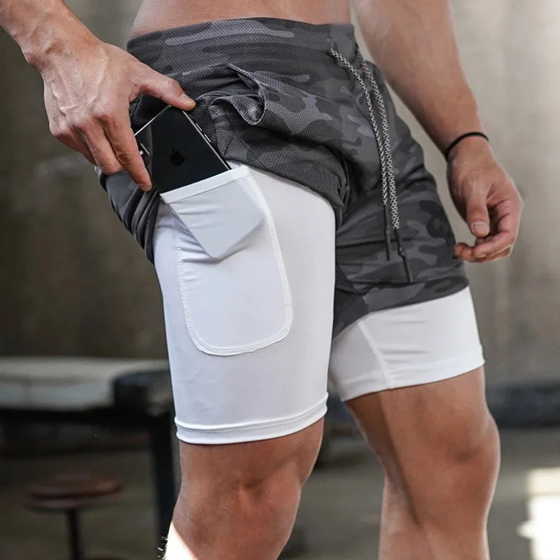 2-in-1 Men's Compression Running Shorts