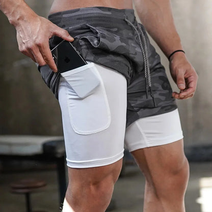 2-in-1 Men's Compression Running Shorts