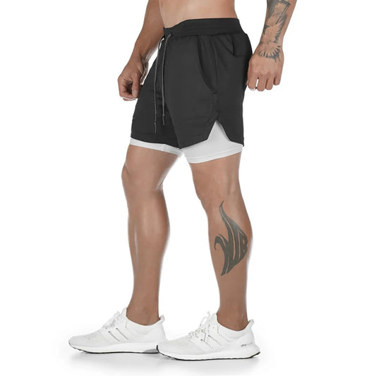 2-in-1 Men's Compression Running Shorts