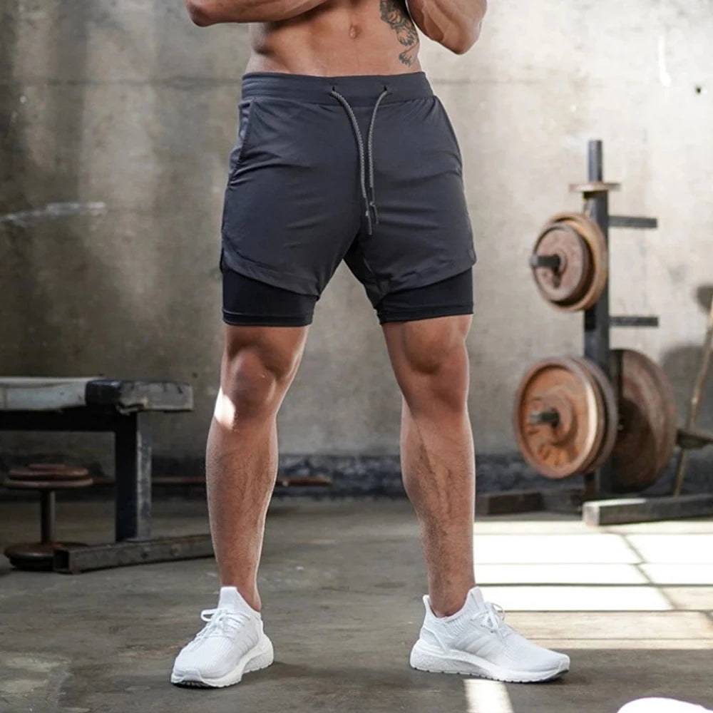2-in-1 Men's Compression Running Shorts