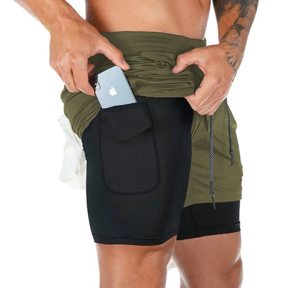 2-in-1 Men's Compression Running Shorts